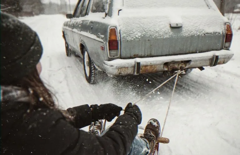 В Миргородском районе девушка получила тяжелые травмы во время буксировки санок автомобилем