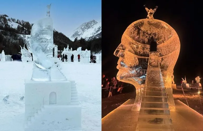Митець з Полтавщини Олексій Пода посів друге місце на фестивалі льодових скульптур у Французьких Альпах