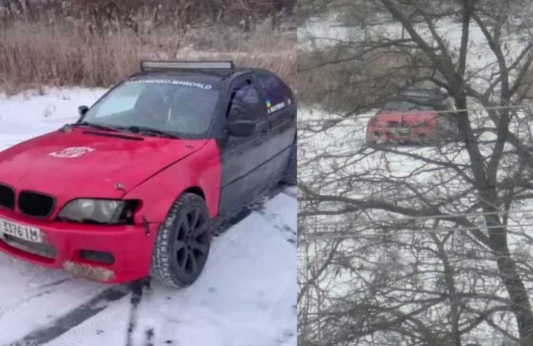 В Полтаве водитель выехал на лед для дрифта — предупреждение о опасности